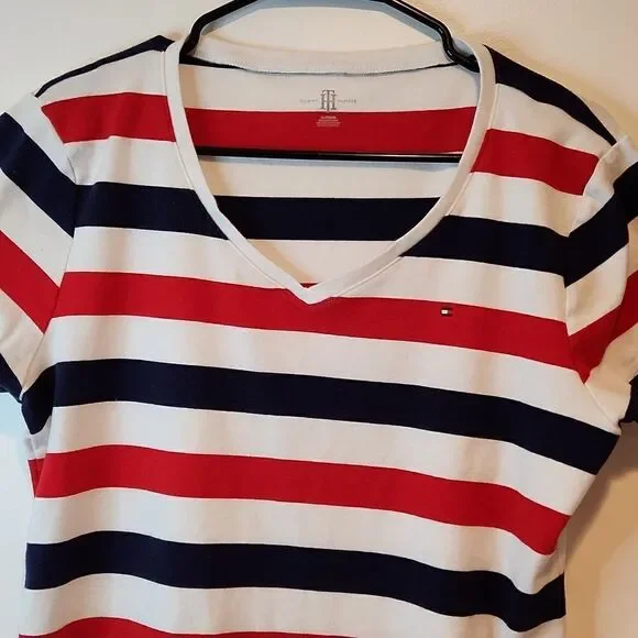 Tommy Hilfiger Short Sleeve Shirt Independence Day Red/White/Blue Women's Sz XL - Picture 4 of 9